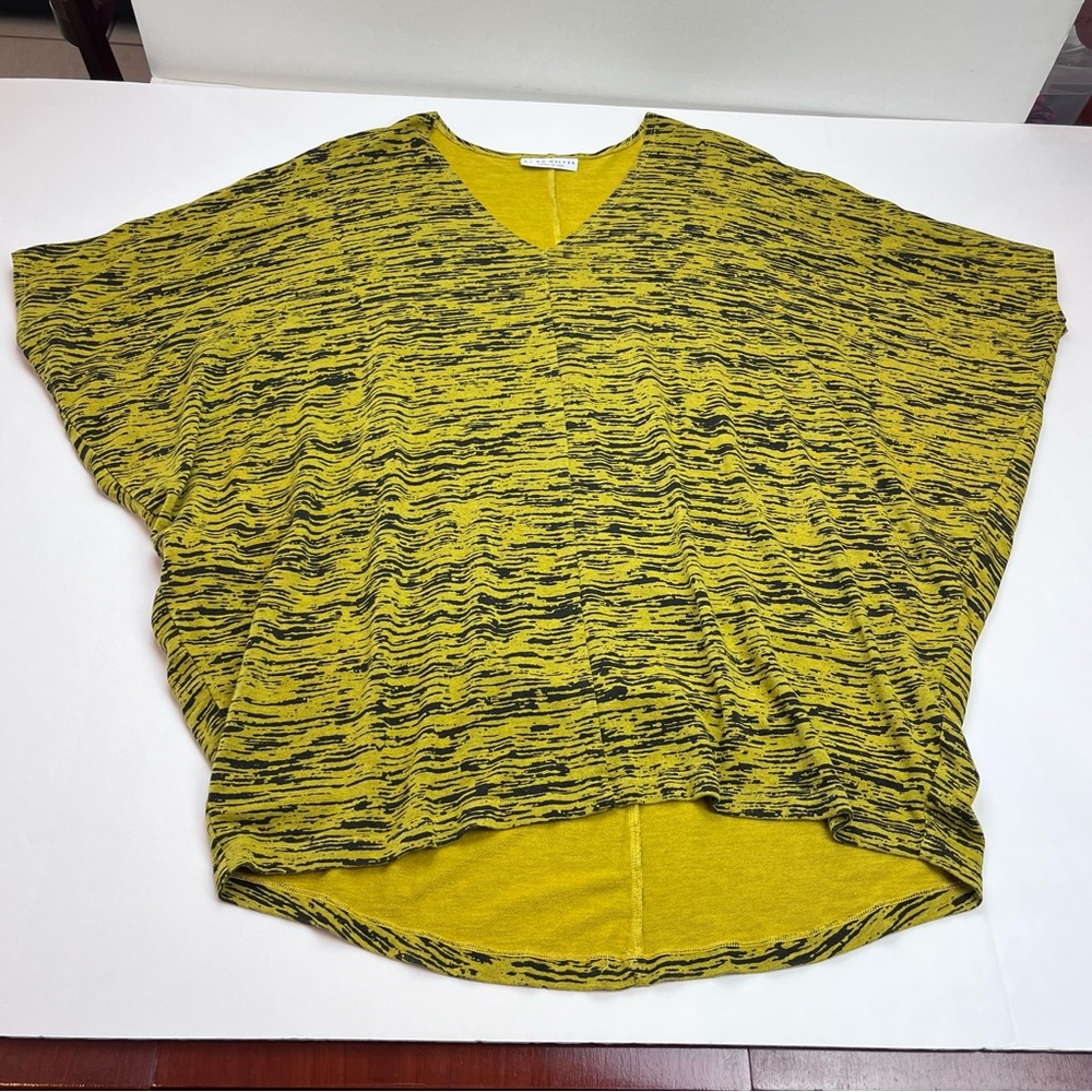 Bryn Walker Womens SZ Small Yellow Black Dolman Tunic Top Shirt Blouse Lagenlook